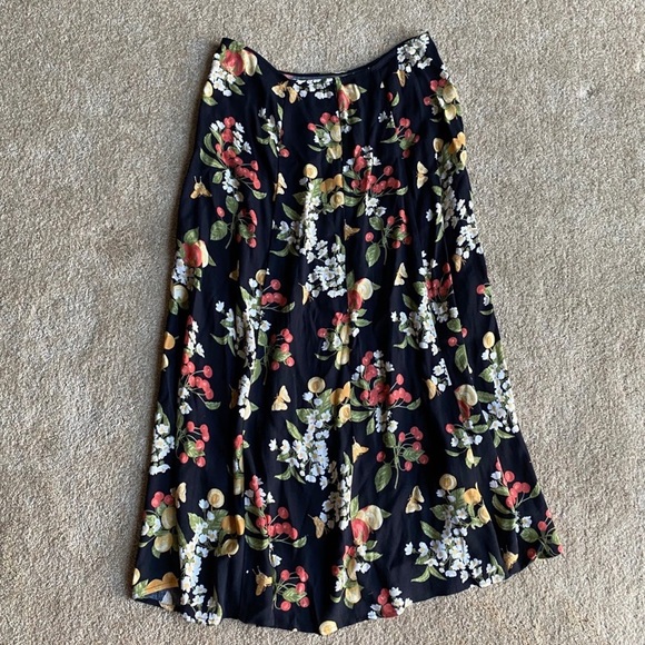 reformation zoe skirt summer soiree floral fruit print maxi slit vintage petite - Picture 5 of 5